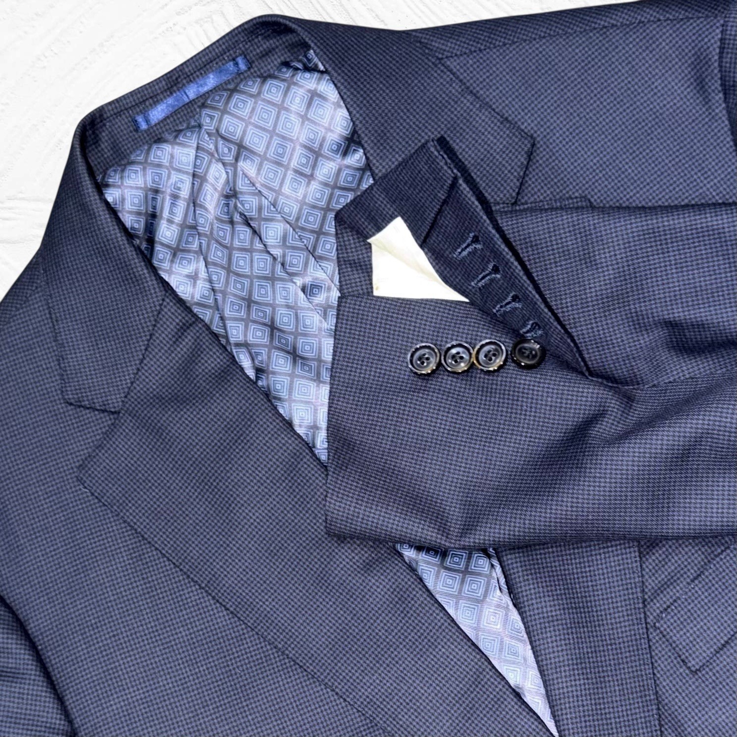 Men's Drago Italian Luxury Navy Micro-Check Sport Coat Blazer